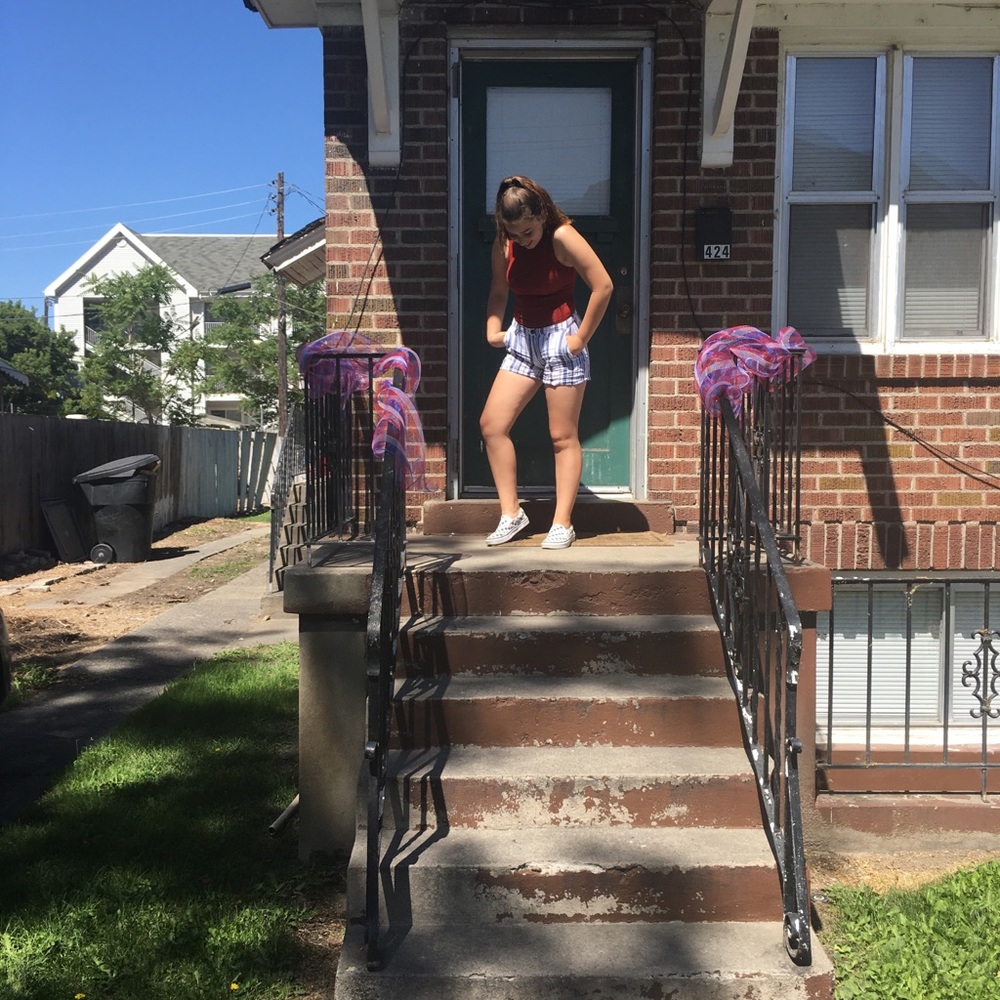 striped shorts